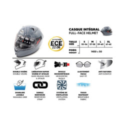 Casque Intégral Frv Gris (taille s à Xl) (s) – Trottinette électriqu