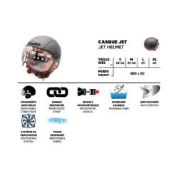 Casque JET FRV Gris graphite Mat (taille XS à XXL)
