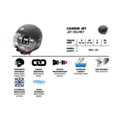 Casque JET FRV noir mat (taille XS à XXL)