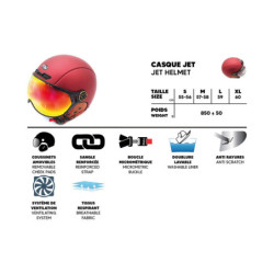 Casque JET FRV bordeaux mat (taille XS à XXL)